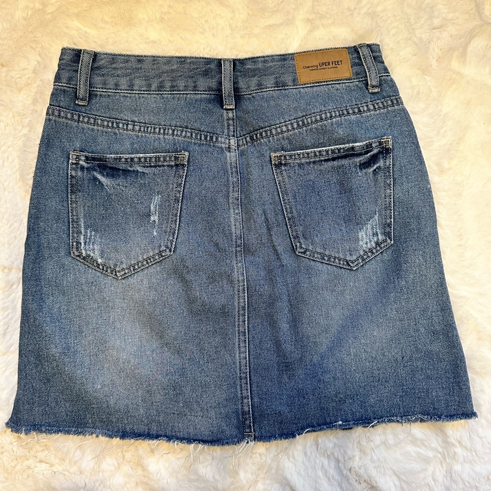 Blue denim skirt